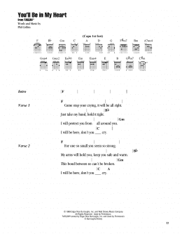 page one of You'll Be In My Heart (from Tarzan) (Guitar Chords/Lyrics)