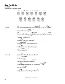 page one of How Far I'll Go (from Moana) (Guitar Chords/Lyrics)