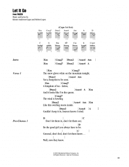 page one of Let It Go (from Frozen) (Guitar Chords/Lyrics)