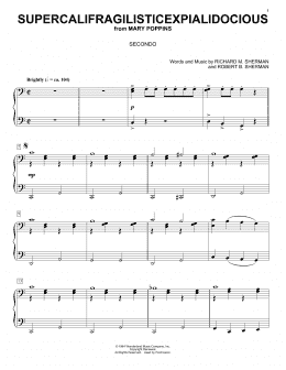 page one of Supercalifragilisticexpialidocious (from Mary Poppins) (Piano Duet)