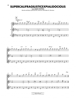 page one of Supercalifragilisticexpialidocious (from Mary Poppins) (Ukulele Ensemble)