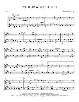 page one of With Or Without You (Violin Duet)