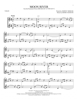 page one of Moon River (Violin Duet)