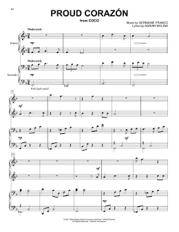 page one of Proud Corazon (from Coco) (Piano Duet)