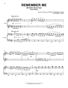 page one of Remember Me (Ernesto de la Cruz) (from Coco) (Piano Duet)