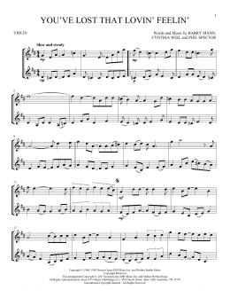 page one of You've Lost That Lovin' Feelin' (Violin Duet)