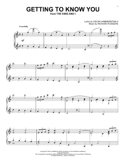 page one of Getting To Know You (Piano Solo)