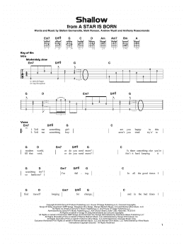 page one of Shallow (from A Star Is Born) (Really Easy Guitar)