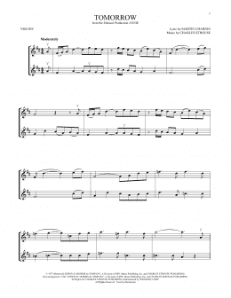 page one of Tomorrow (from Annie) (Violin Duet)