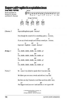 page one of Supercalifragilisticexpialidocious (from Mary Poppins) (Guitar Chords/Lyrics)