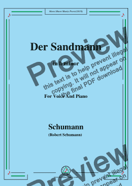 page one of Schumann-Der Sandmann,in b minor,Op.79,No.13,for Voice and Piano