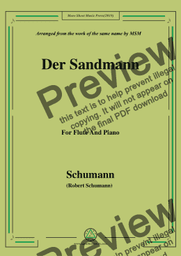 page one of Schumann-Der Sandmann,Op.79,No.13,for Flute and Piano