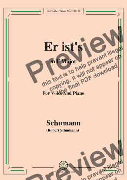 page one of Schumann-Er ist's,in F Major,for Voice and Piano