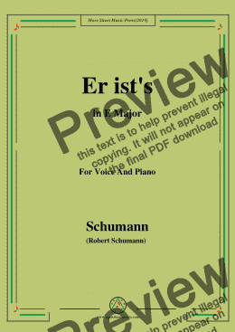 page one of Schumann-Er ist's,in E Major,Op.79,No.24,for Voice and Piano