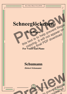 page one of Schumann-Schneeglöckchen,in A Major,Op.79,No.27,for Voice and Piano