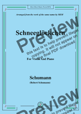 page one of Schumann-Schneeglöckchen,Op.79,No.27,for Violin and Piano