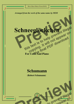 page one of Schumann-Schneeglöckchen,Op.79,No.27,for Cello and Piano