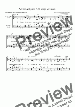 page one of Brooks-Davies: Advent Antiphon 8 (O Virgo virginum) SATB choir a cappella