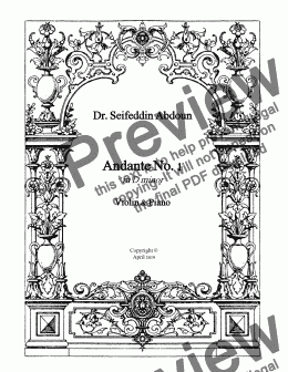 page one of Andante No 1 in D minor_Violin & Piano (Score & Parts)