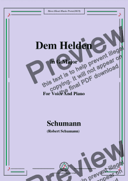 page one of Schumann-Dem Helden,in G Major,for Voice and Piano