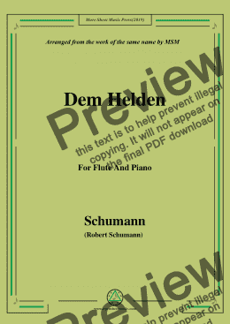 page one of Schumann-Dem Helden,for Flute and Piano