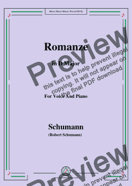 page one of Schumann-Romanze,in D Major,for Voice and Piano