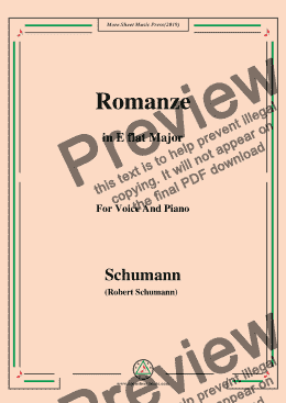 page one of Schumann-Romanze,in E flat Major,for Voice and Piano