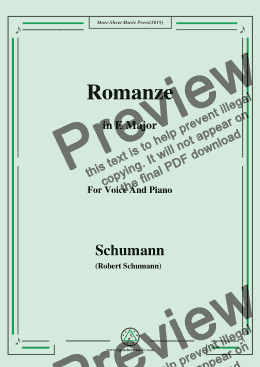 page one of Schumann-Romanze,in E Major,for Voice and Piano