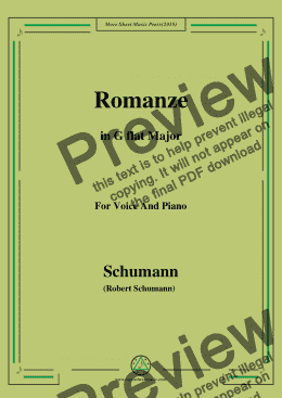 page one of Schumann-Romanze,in G flat Major,for Voice and Piano