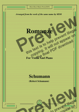 page one of Schumann-Romanze,for Violin and Piano