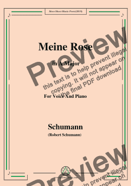 page one of Schumann-Meine Rose,in A Major,for Voice and Piano