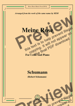 page one of Schumann-Meine Rose,for Cello and Piano