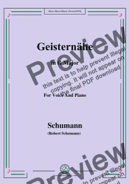 page one of Schumann-Geisternähe,in G Major,for Voice and Piano