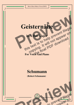 page one of Schumann-Geisternähe,in A flat Major,for Voice and Piano