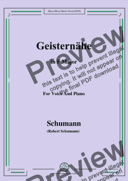 page one of Schumann-Geisternähe,in F Major,for Voice and Piano