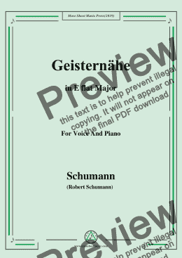 page one of Schumann-Geisternähe,in E flat Major,for Voice and Piano