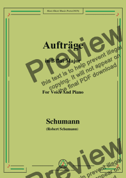 page one of Schumann-Aufträge,in B flat Major,for Voice and Piano