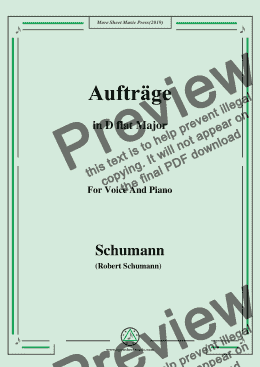 page one of Schumann-Aufträge,in D flat Major,for Voice and Piano