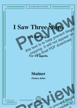 page one of Stainer-I Saw Three Ships,in A flat Major,A Cappella