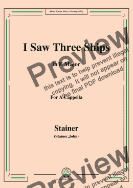 page one of Stainer-I Saw Three Ships,in E Major,A Cappella