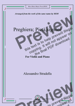 page one of Stradella-Preghiera; Pietà,signore, for Violin and Piano