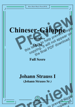 page one of Johann Strauss I-Chineser-Galoppe,Op.20,for Orchestra