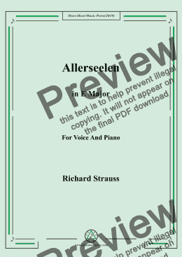 page one of Richard Strauss-Allerseelen in E Major,For Voice&Pno