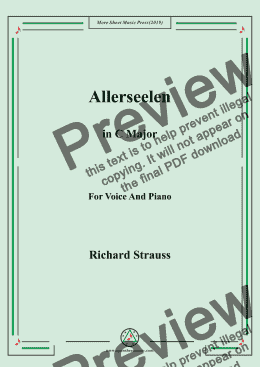 page one of Richard Strauss-Allerseelen in C Major,For Voice&Pno