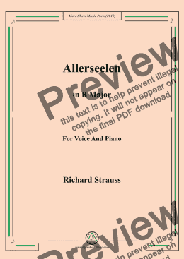 page one of Richard Strauss-Allerseelen in B Major,For Voice&Pno