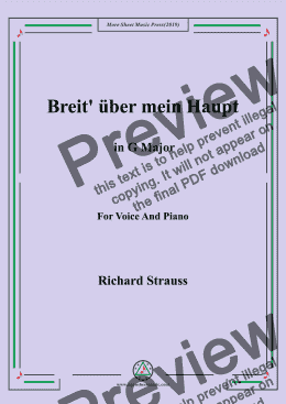 page one of Richard Strauss-Breit' über mein Haupt in G Major,For Voice&Pno