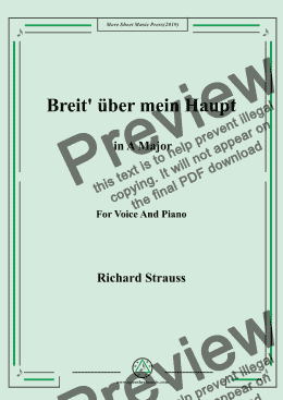 page one of Richard Strauss-Breit' über mein Haupt in A Major,For Voice&Pno,For Voice&Pno