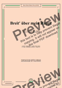 page one of Richard Strauss-Breit' über mein Haupt in A flat Major,For Voice&Pno