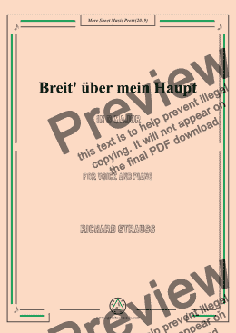 page one of Richard Strauss-Breit' über mein Haupt in D Major,For Voice&Pno