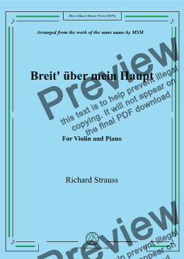 page one of Richard Strauss-Breit' über mein Haupt, for Violin and Piano